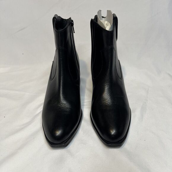 Seychelles Black Leather Booties Size 8 Heel Zippered Los Angeles - Picture 2 of 11